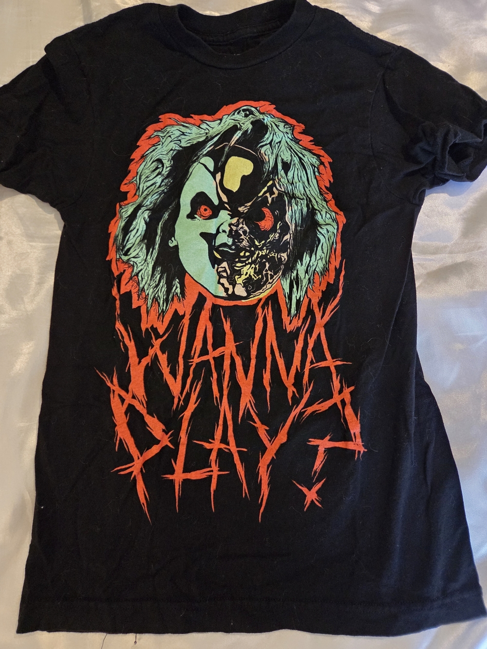 Chucky Wanna Play Horror Movie Graphic T Shirt XS